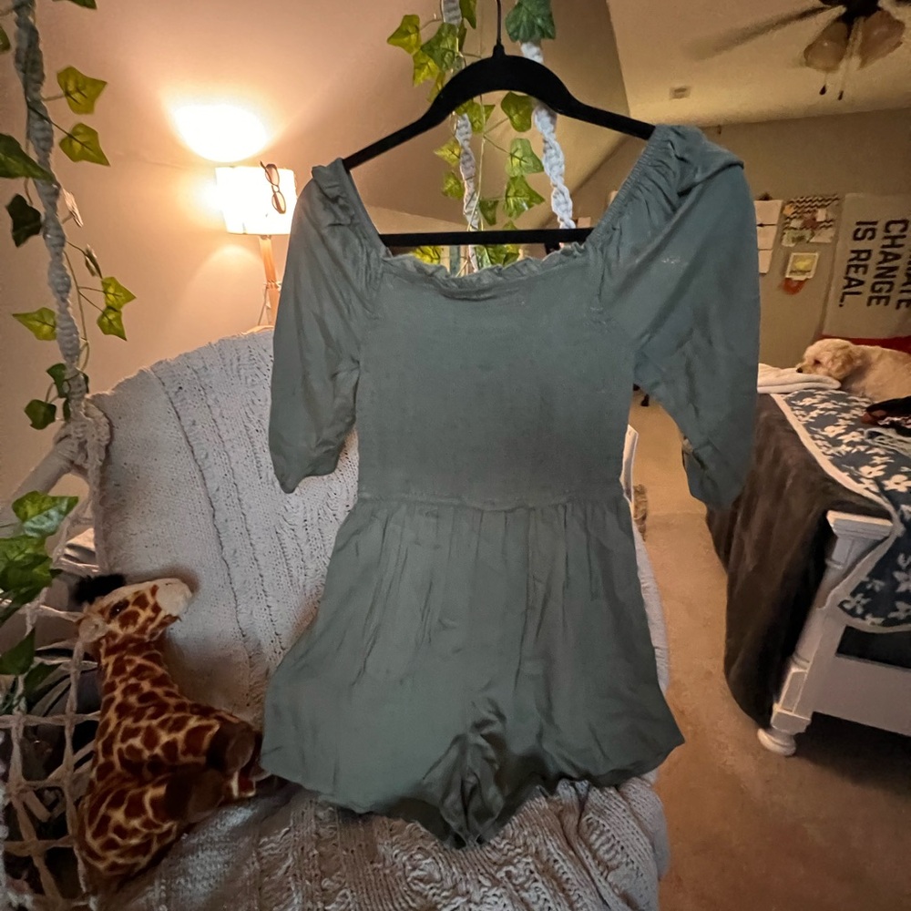Green Ruffled Romper